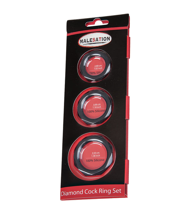 Malesation 3 Piece Diamond Cock Ring Set